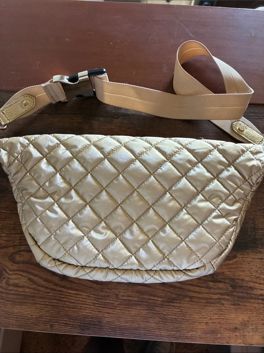 MZ Wallace Metallic Gold Quilted Crossbody Sling Bag - Picture 7 of 12